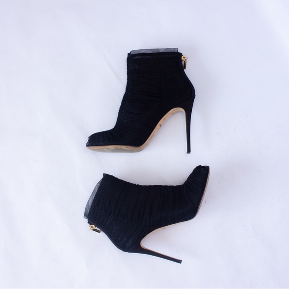 999$MRP DOLCE & GABBANA Cloth Ankle Mesh Booties Black SZ:38 - Picture 1 of 15